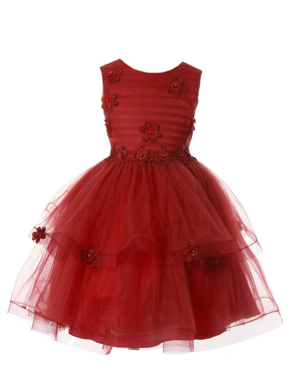 Rain Kids Girl Multi Color Delicate Flower Applique Special Occasion Dress 3-10 - SophiasStyle.com